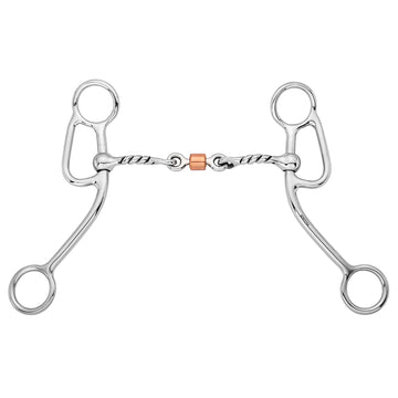 BAR H EQUINE Western Gag Bit with Twisted Three-Piece Copper Roller Mouth